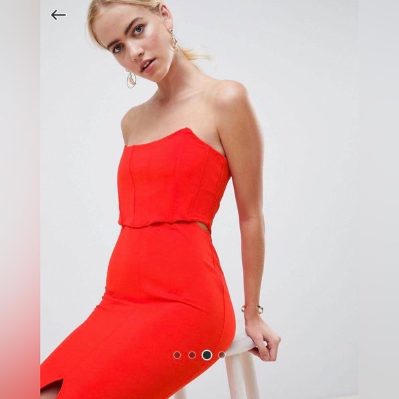 ASOS Design Red Corset Cut Out Maxi Dress - Picture 2 of 6